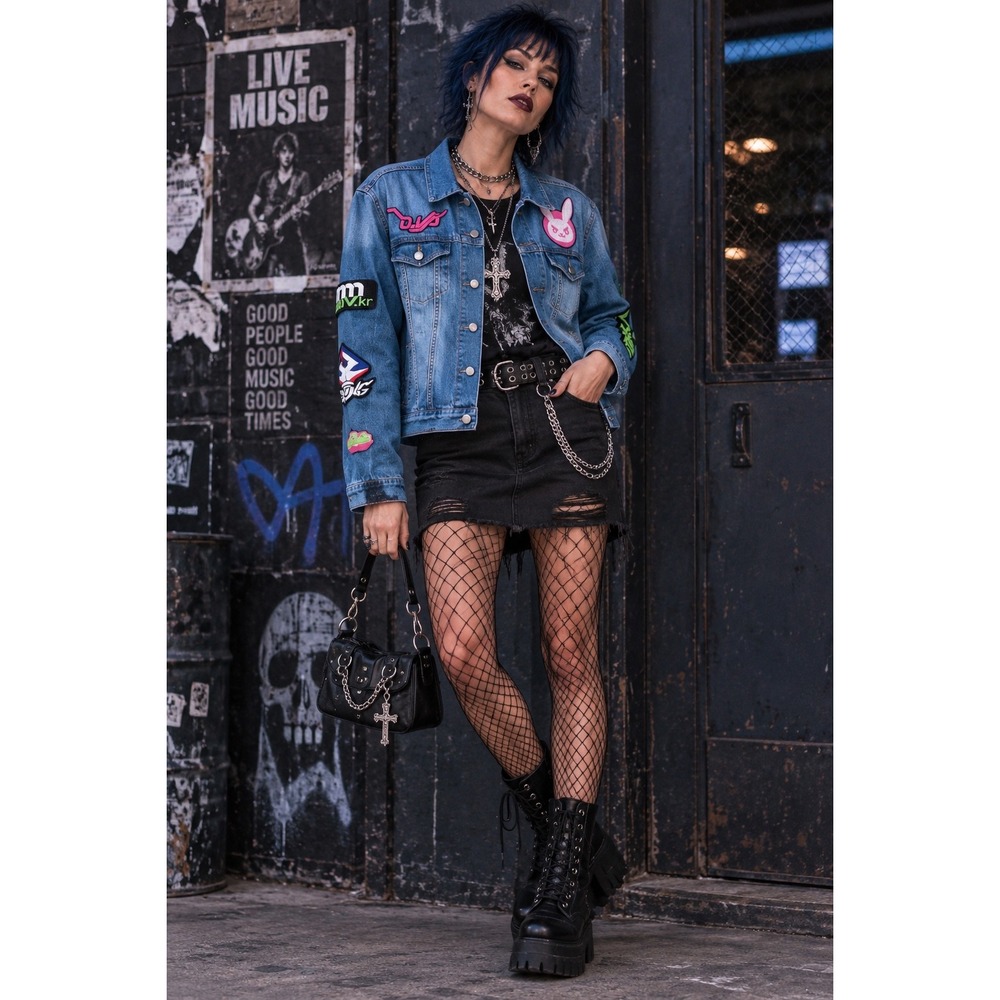Her Universe Overwatch D.Va Denim Jacket Gamer Anime Cosplay Small